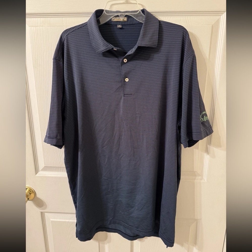 Peter Millar Navy Micro-Striped Polo
